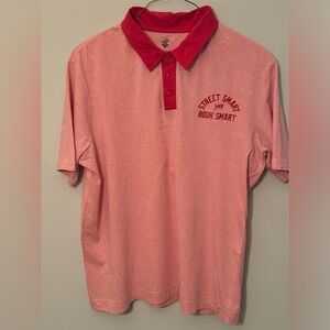 Short Sleeve Polo Button Shirt XL Two Tone Red